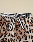 Leopard Colorblock Stripe Edge Shirt and Pants Pajama Set