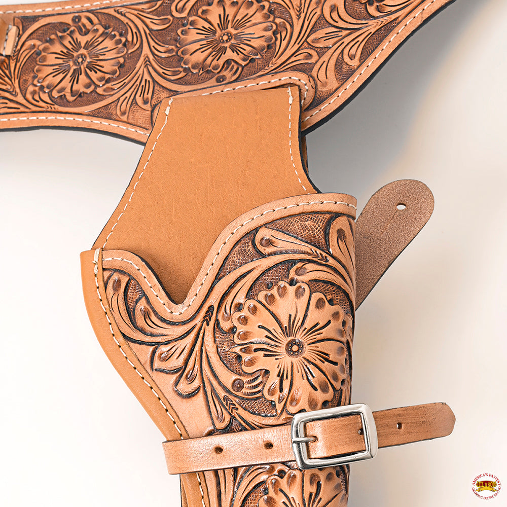 Tan Hilason Western Right Hand Gun Holster Rig 38 Caliber Leather Cowboy