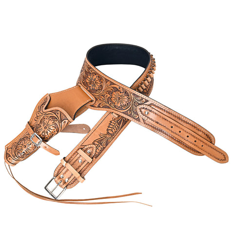 Tan Hilason Western Right Hand Gun Holster Rig 38 Caliber Leather Cowboy