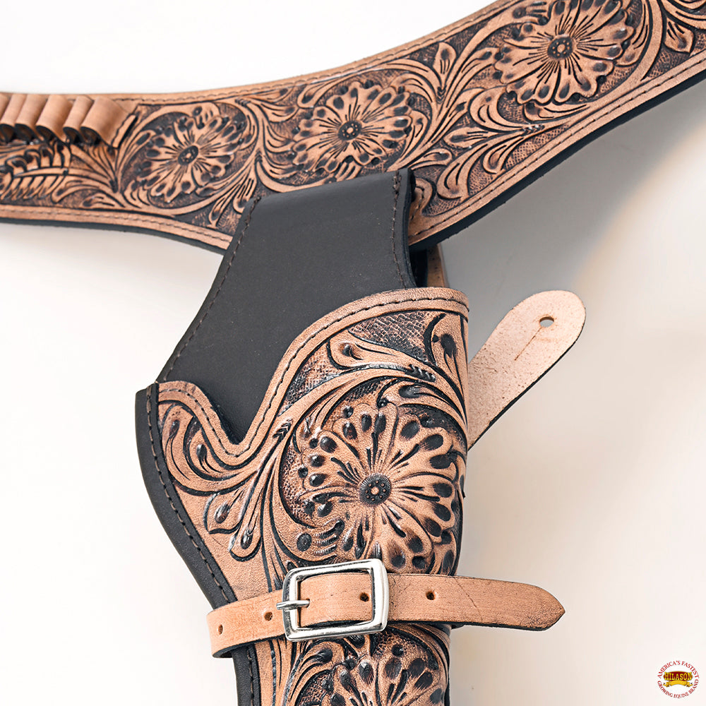 Hilason Western Right Hand Gun Holster Rig 38 Cal Leather Cowboy