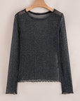 Serenity Metallic Glitter Mesh Long Sleeve Top