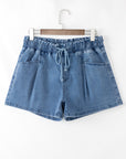 Braelynn Drawstring High Waist Casual Denim Shorts