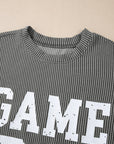GAME DAY Textured Long Sleeve Crewneck Top