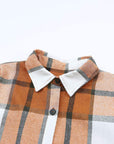 Plaid Ruffle Sleeve Shirt Dress