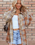 Plaid Colorblock Patchwork Snap Buttoned Shacket
