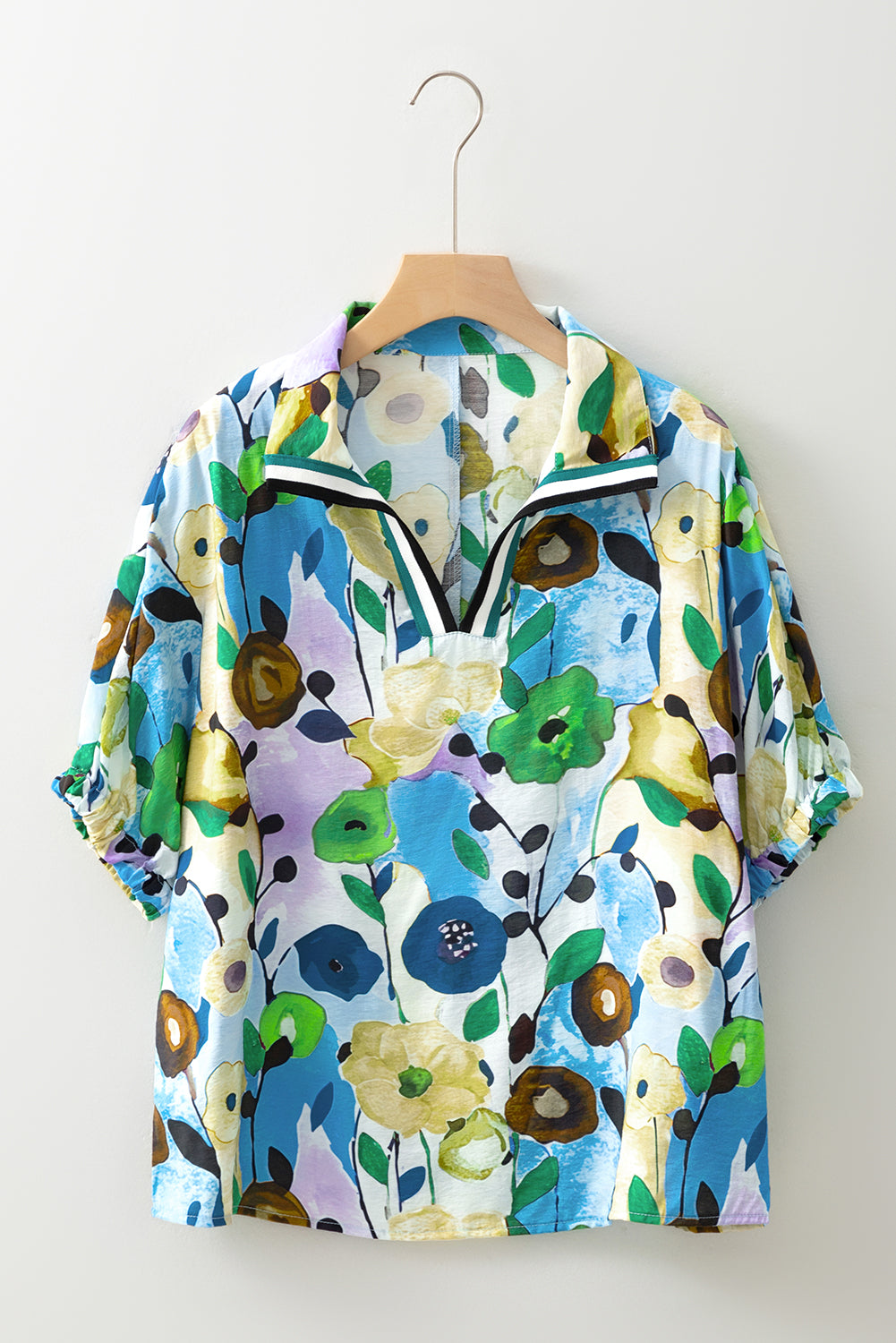 Adele Floral Slit V Neck Blouse