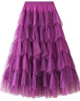 Tiered chiffon midi skirt