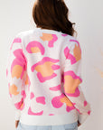 Leopard Round Neck Drop Shoulder Sweater