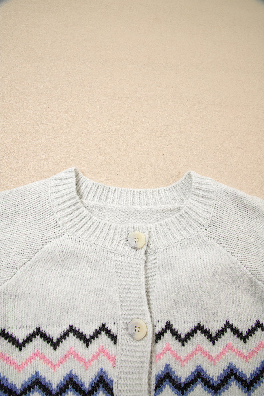 Stripe Geometric Button-Up Sweater Cardigan