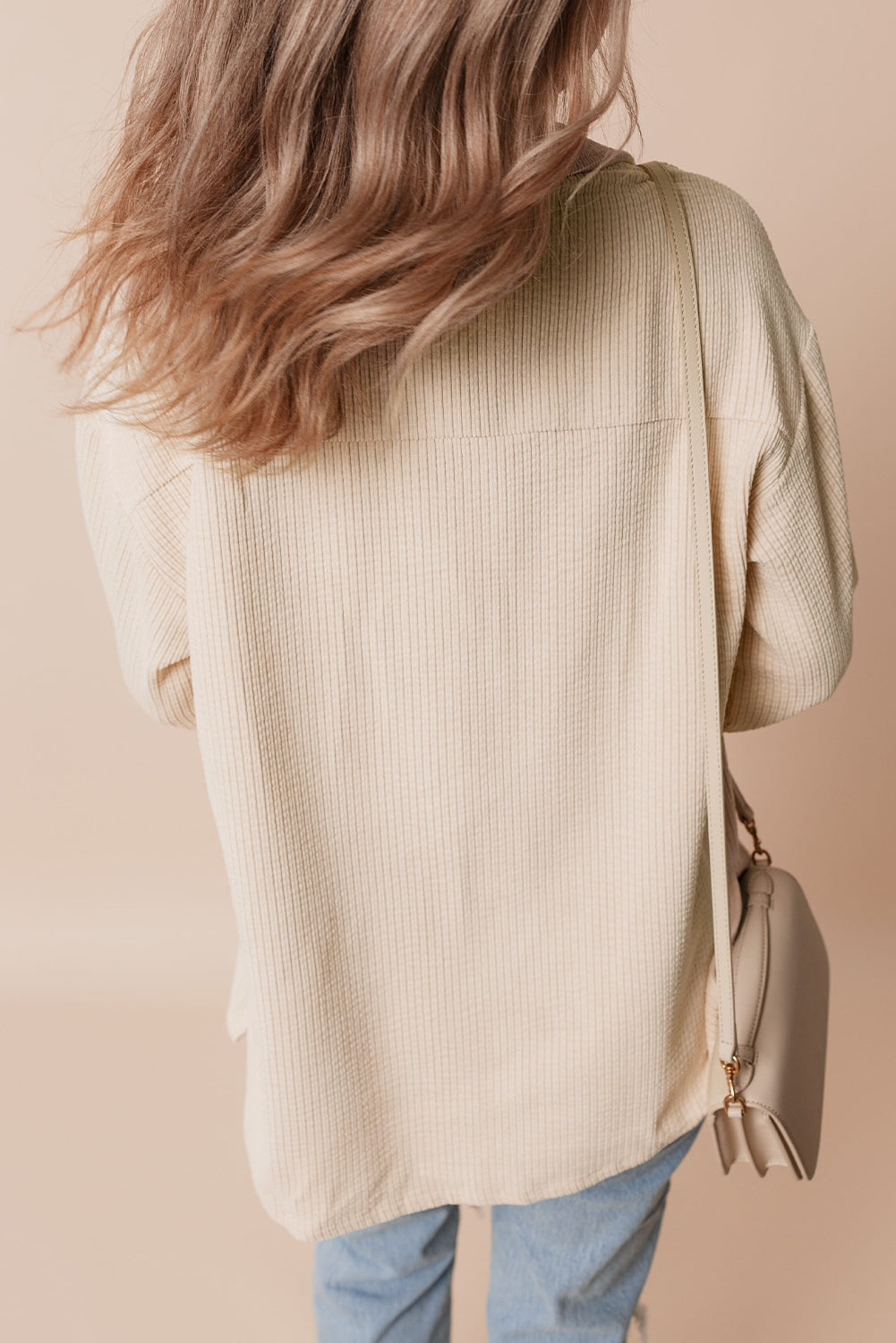 Solid Corduroy Button-Up Pocketed Shacket