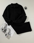 Solid Zip-Up Jacket and Drawstring Pants Set