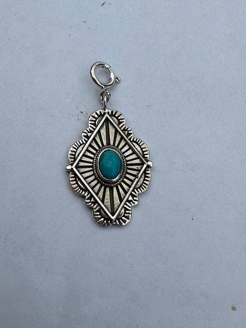 Sterling Silver and Turquoise Diamond Shape Concho Charm