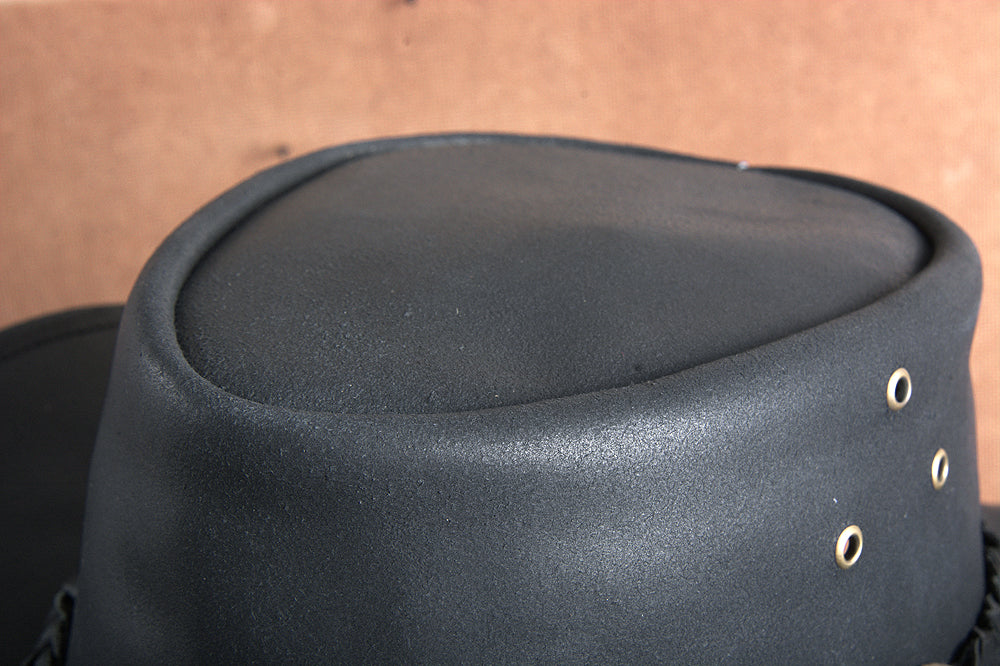 HILASON L M S X l Hand Made Genuine Cubic Leather Crushable Hat 3 In Brim | Cowboy Hat | Cow Girl Hats | Sun Hats for Women &amp; Men | Leather Hat | Fedora Hats