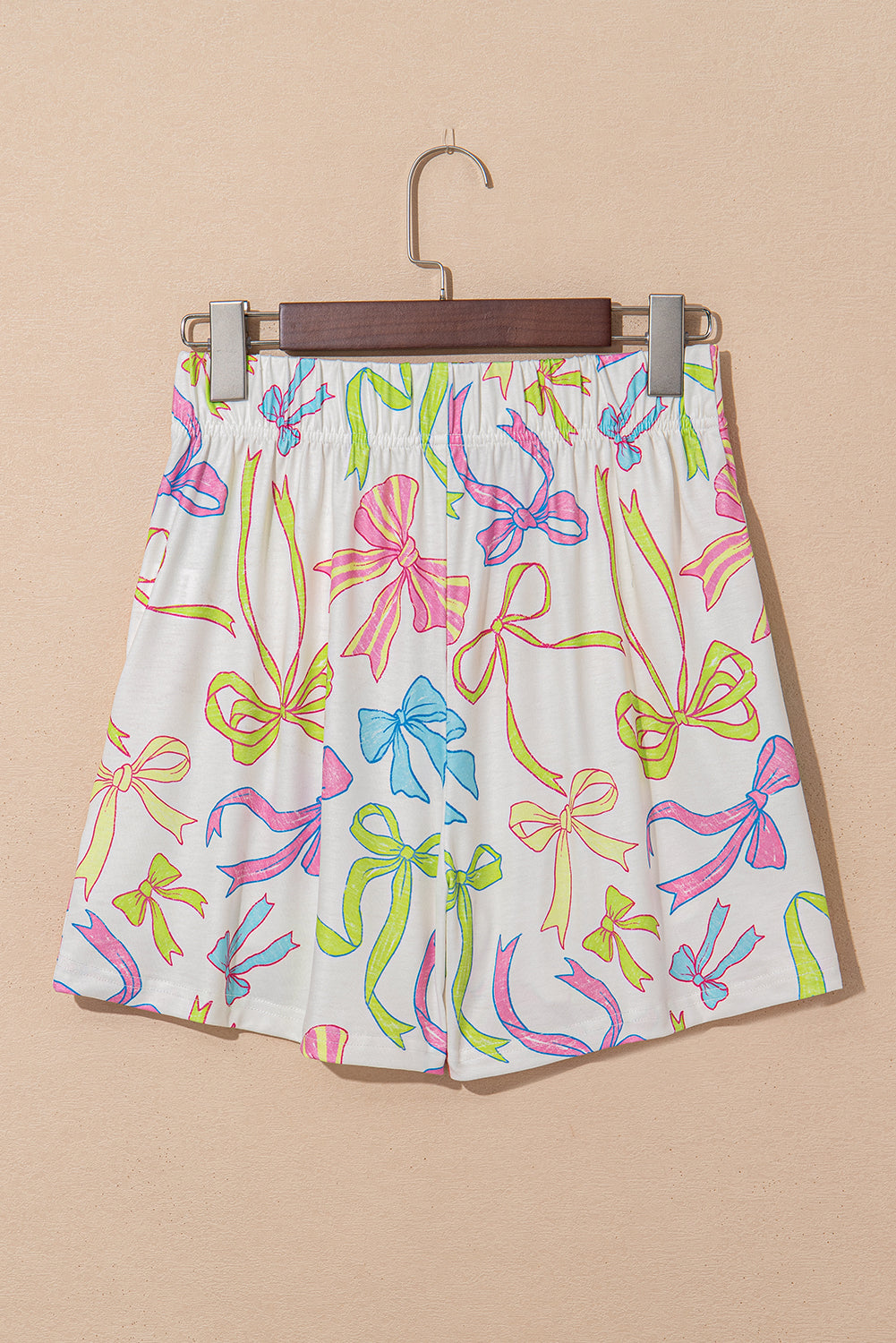 Bow Elastic Waist Pocketed Shorts