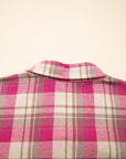 Plus Size Plaid Patchwork Waffle Patch Pocket Shirt