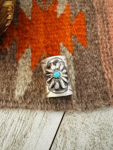 Navajo Turquoise & Sterling Silver Hand Stamped Ponytail Clip