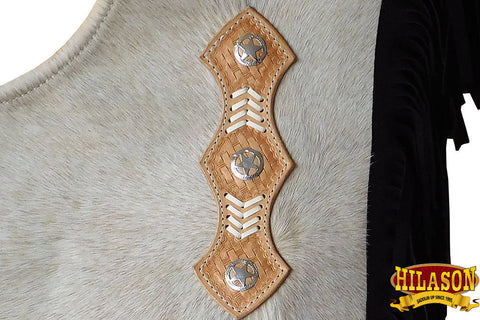 Hilason Western Pro Rodeo Bronc Bull-Riding Smooth Leather Chinks Chaps