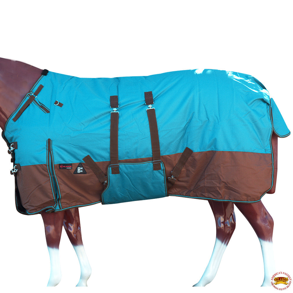 Hilason 1200D Winter Waterproof Horse Turnout Blanket Belly Wrap Turquoise