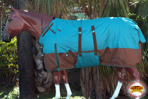 Hilason 1200D Winter Waterproof Horse Turnout Blanket Belly Wrap Turquoise