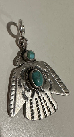 "Sterling Silver Turquoise Thunderbird Charm | Nizhoni Collection"