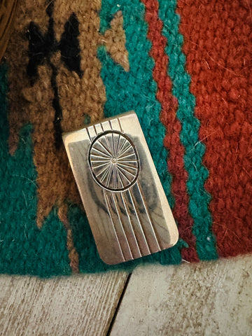 Navajo Hand Stamped Sterling Silver Money Clip