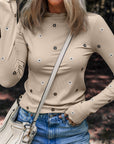 Floral Ribbed Embroidered Long Sleeve Top