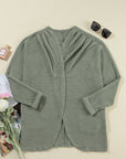 Waffle Knit Open Front Cardigan