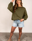 Solid Ribbed Knit Patchwork Long Sleeve Top