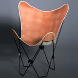 Genuine Leather Butterfly Chair Folding Lounge Modern Sling Accent Seat