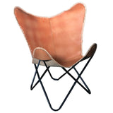 Genuine Leather Butterfly Chair Folding Lounge Modern Sling Accent Seat