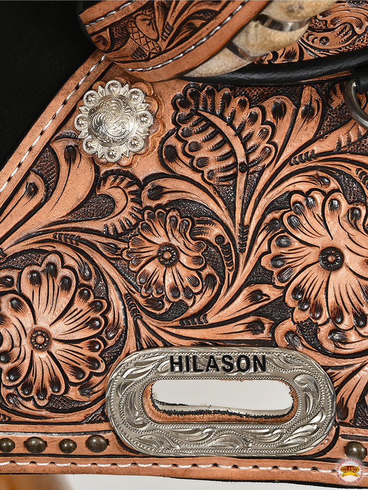 Hilason Western Horse Treeless Trail Barrel American Leather Saddle
