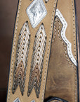 Nocona Leather Mens Belt Lacing Design Silver Diamond Conchos Brown