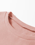 Solid Waffle Knit Long Sleeve Top