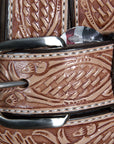 Hilason Oakleaf Made In Usa Gun Holster Leather Work Belt Brown