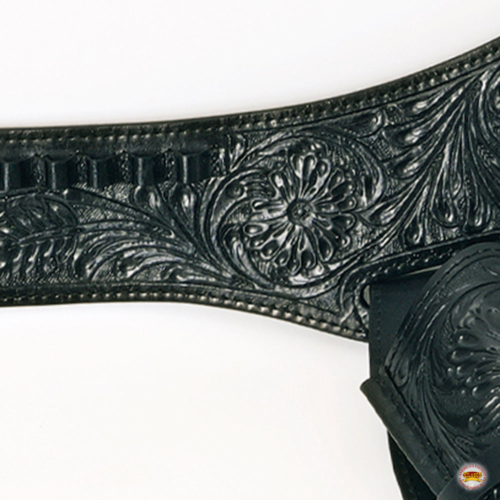 Hilason Double Caliber 44/45 Leather Western Cowboy Gun Rig Holster Black