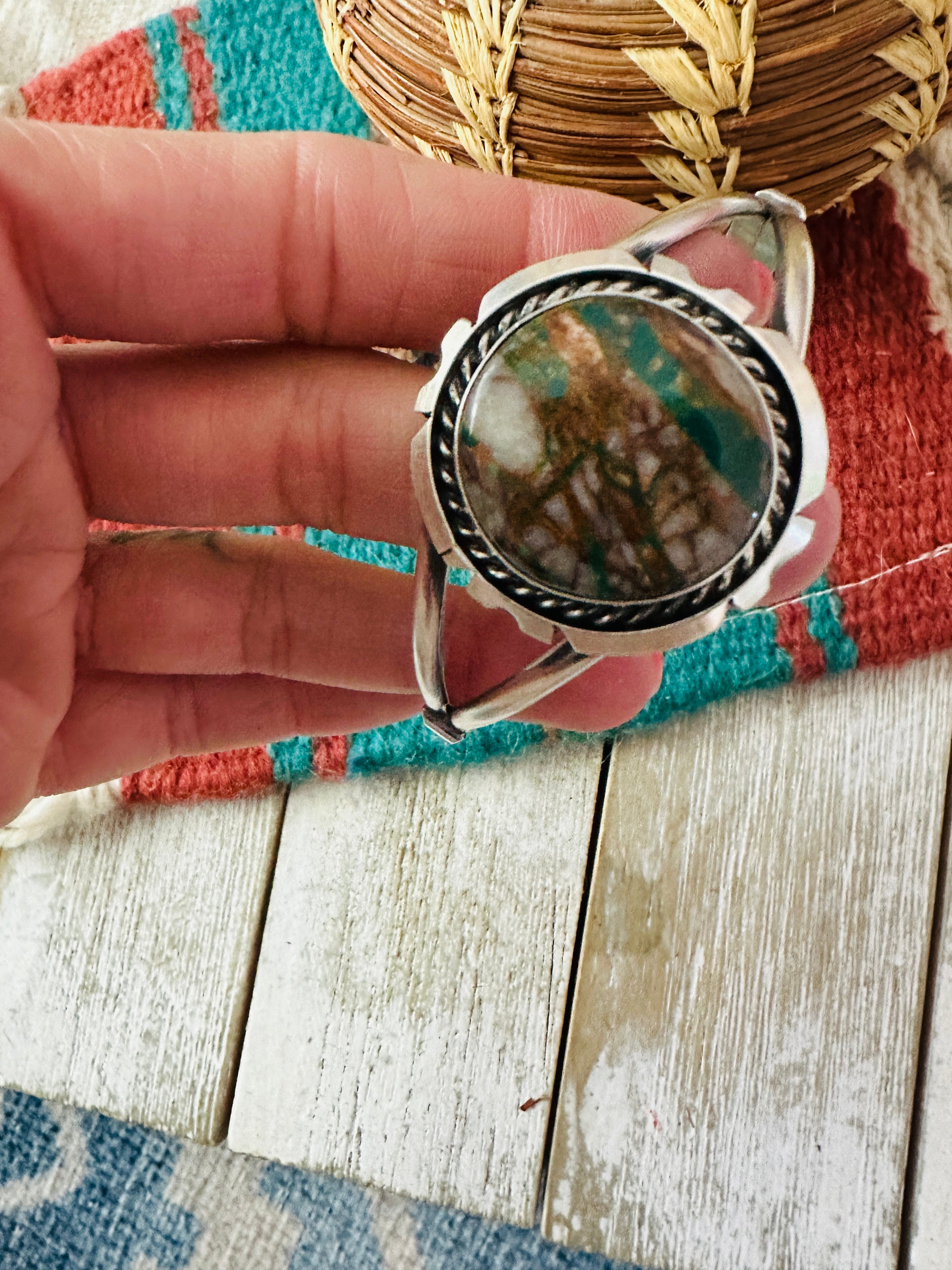 Navajo Sterling Silver & Royston Turquoise Cuff Bracelet