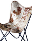 Genuine Leather Butterfly Chair Collapsible Lounge Modern Sling Accent Seat