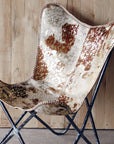 Genuine Leather Butterfly Chair Collapsible Lounge Modern Sling Accent Seat