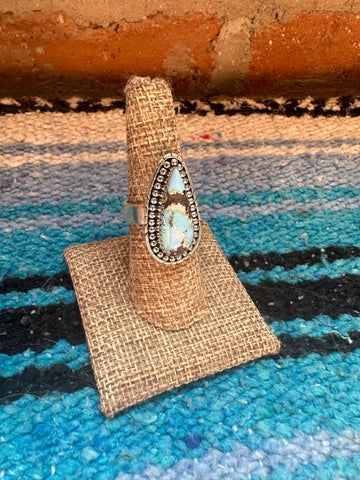 Handmade Golden Hills Turquoise And Sterling Silver Adjustable Ring