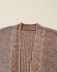 Solid Knit Open-Front Pocketed Cardigan