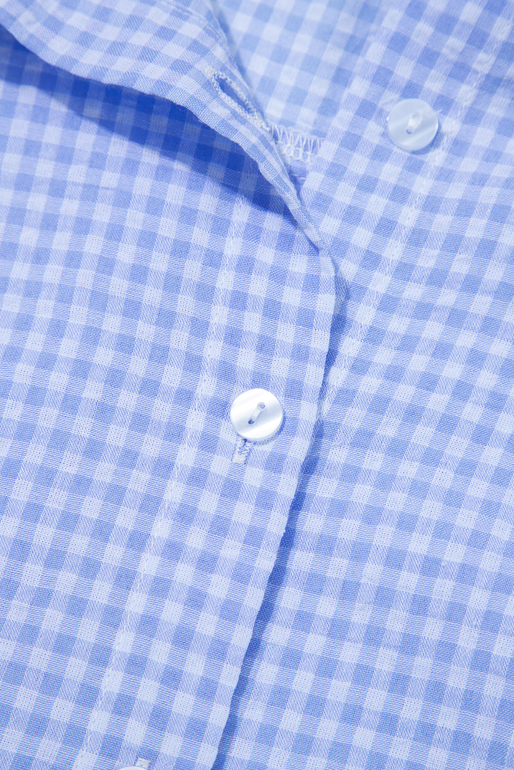 Gingham Puff Sleeve Buttoned Shirt