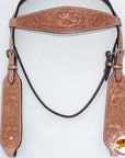 Hilason Western Horse Headstall Bridle American Leather Tan Floral Carved