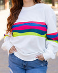 Plus Size Stripe Colorblock Drop Shoulder Sweatshirt