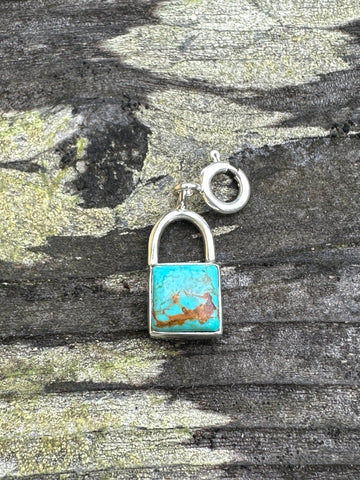 Sterling Silver and Royston Turquoise Key to my Heart Charm