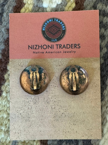 Vintage Handmade Copper Clip On Earrings