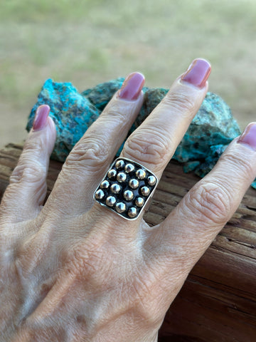 Handmade Sterling Silver 4mm Ball Ring Adjustable
