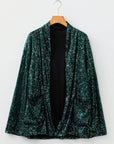 Sequin Open-Front Long Sleeve Cardigan