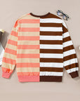 Stripe Colorblock Drop Shoulder Crewneck Sweatshirt