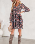 Floral Mesh Long Sleeve Mini Dress