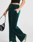 Solid Drawstring Waist Wide Leg Pants